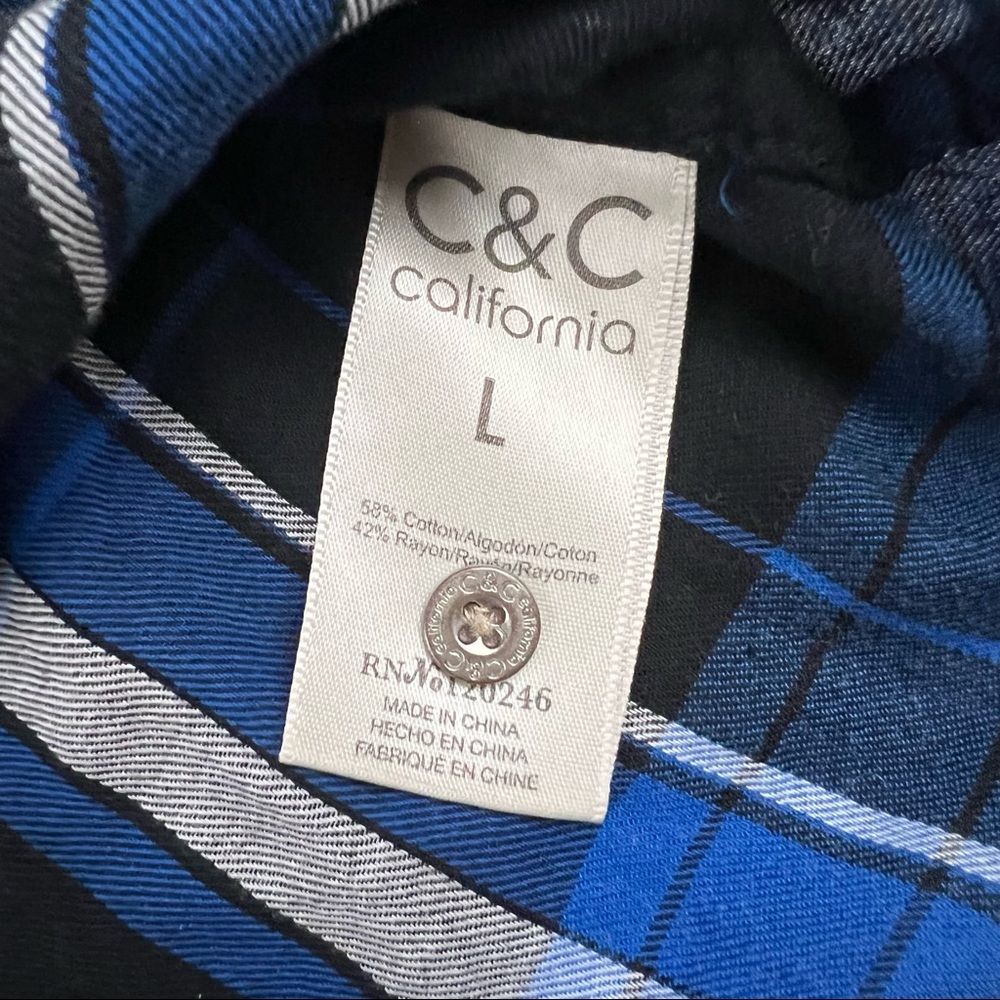 C&C California Blue Checked Shirt Size Large - Picture 4 of 4